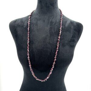 2/$18 SALE!   Natural Garnet Chip Beads Necklace 36" Long Red Gemstone Strand